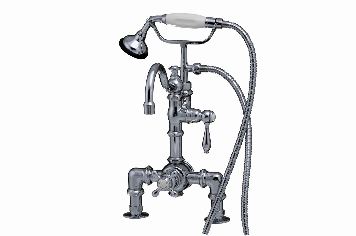 Strom Living Thermostatic Deck Mount Tub Faucet with Diverter and Handheld Shower