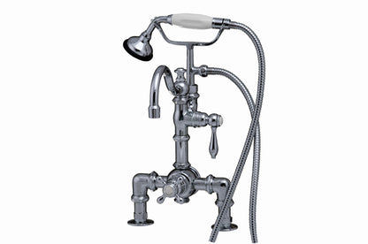 Strom Living Thermostatic Deck Mount Tub Faucet with Diverter and Handheld Shower