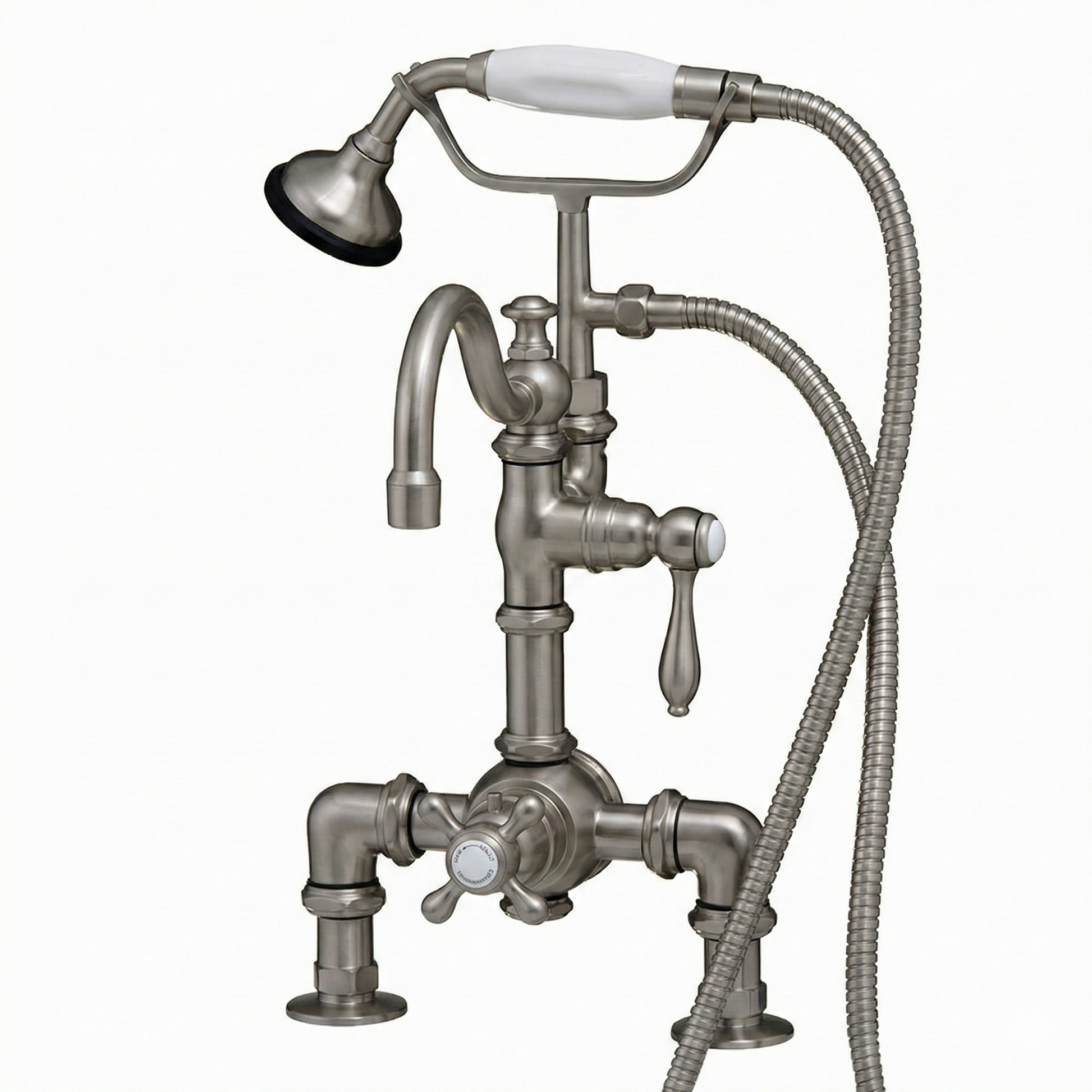Thermostatic Deck Mount Tub Faucet w/ Diverter P1068 | Strom Living Matte Nickel - Tub Fillers