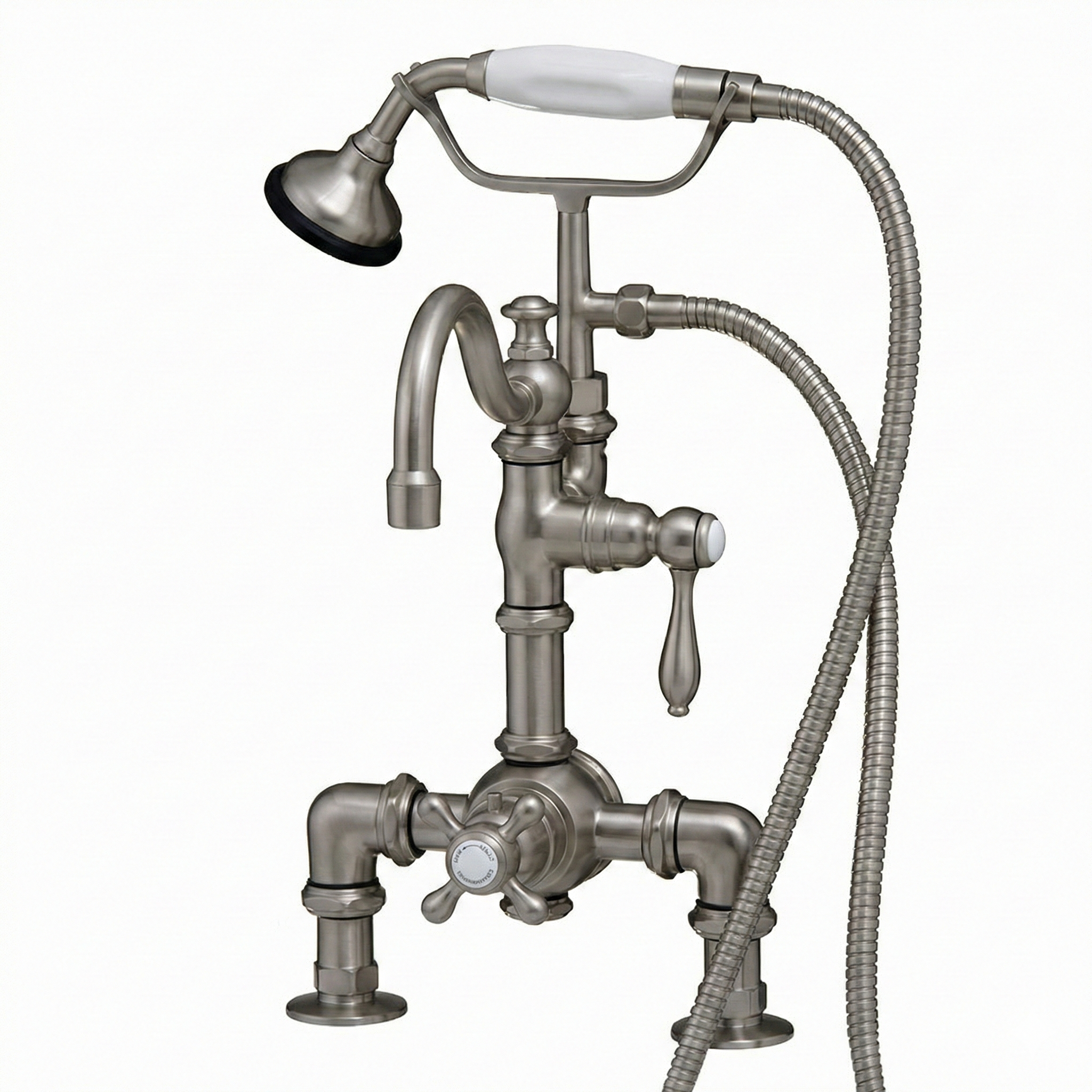 Thermostatic Deck Mount Tub Faucet w/ Diverter P1068 | Strom Living Matte Nickel - Tub Fillers