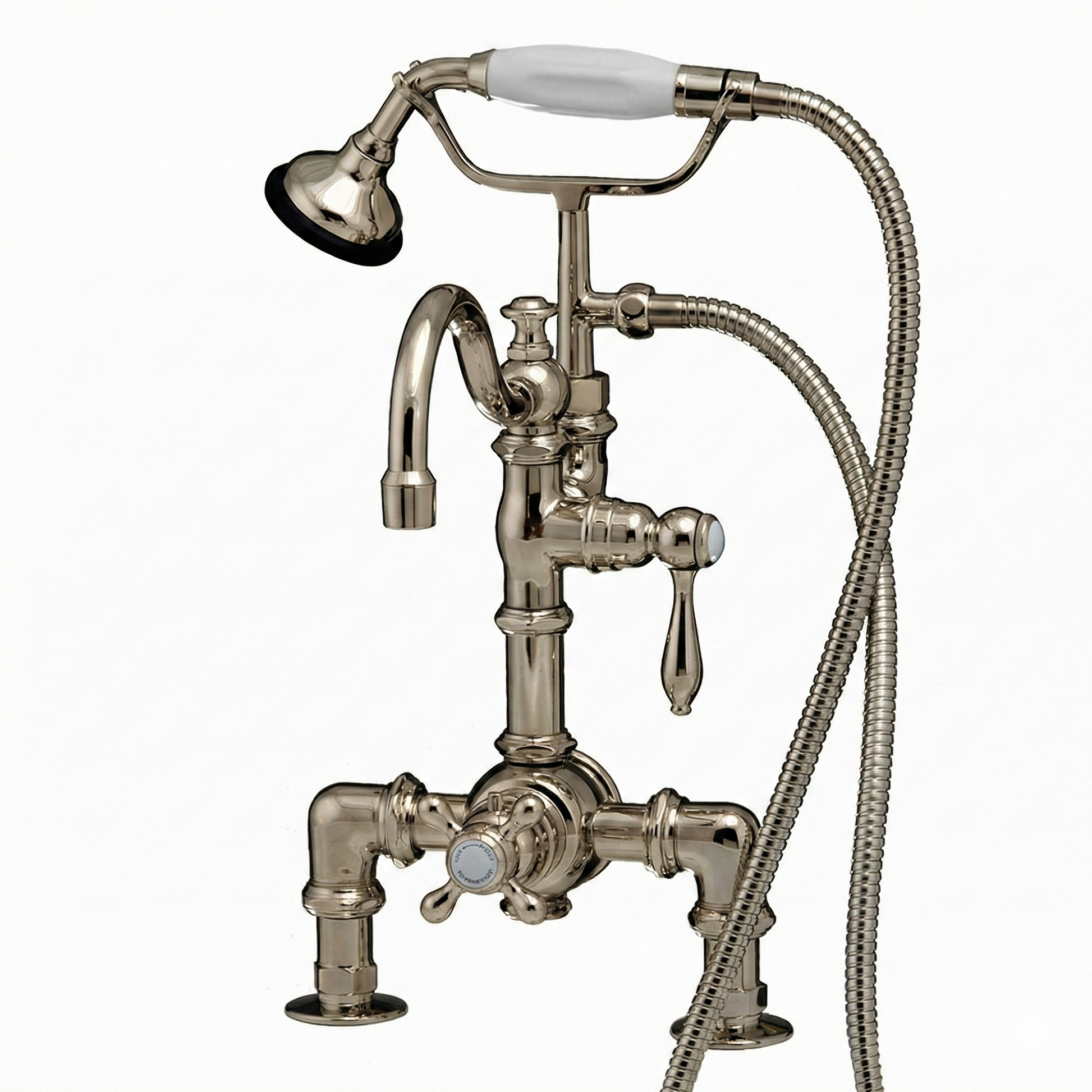 Thermostatic Deck Mount Tub Faucet w/ Diverter P1068 | Strom Living Polished Nickel - Tub Fillers
