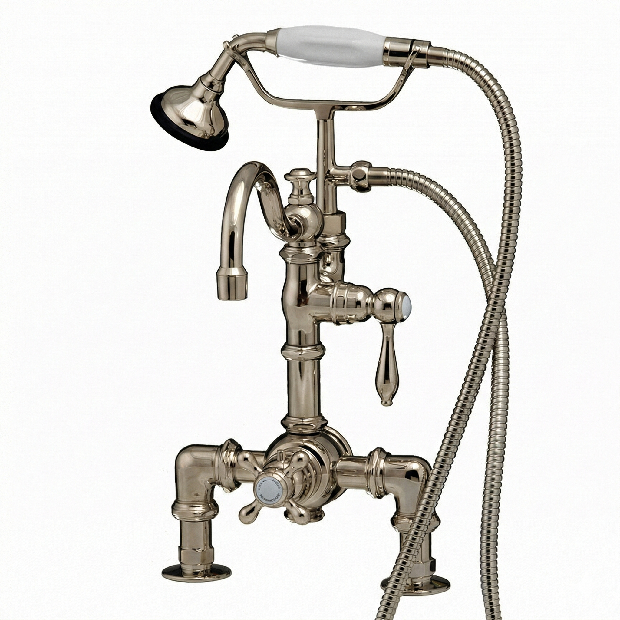 Thermostatic Deck Mount Tub Faucet w/ Diverter P1068 | Strom Living Polished Nickel - Tub Fillers