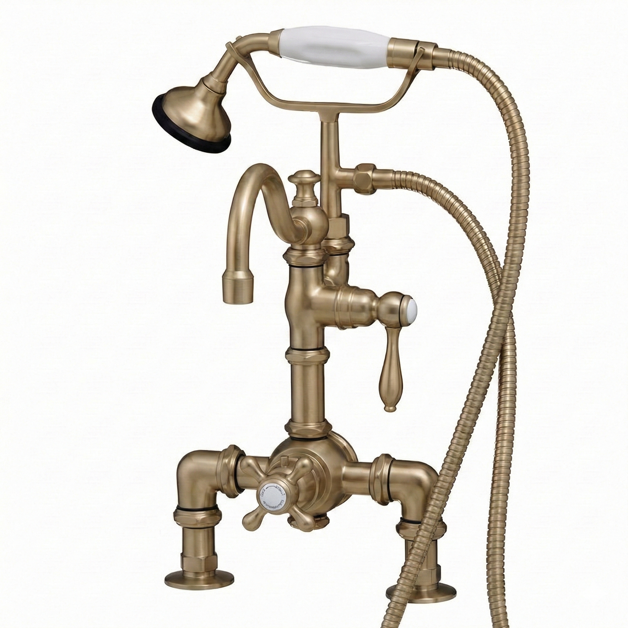 Thermostatic Deck Mount Tub Faucet w/ Diverter P1068 | Strom Living Raw Brass - Tub Fillers