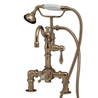 Strom Living Thermostatic Deck Mount Tub Faucet with Diverter and Handheld Shower