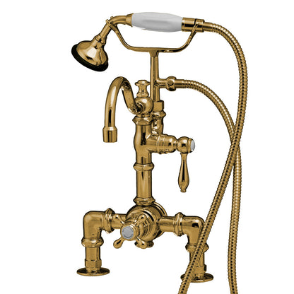 Strom Living Thermostatic Deck Mount Tub Faucet with Diverter and Handheld Shower