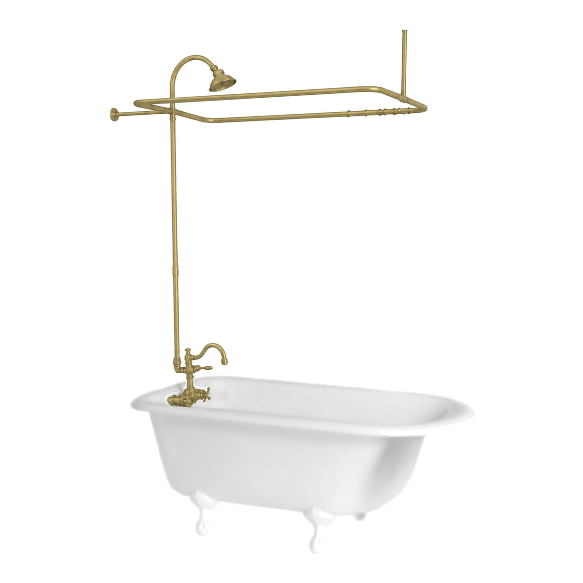 Thermostatic Tub Enclosure Shower System P1071 in Raw Brass