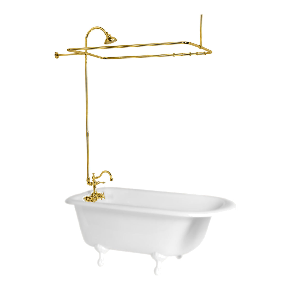 Thermostatic Tub Enclosure Shower System P1071 in Supercoat Brass / Polished Brass