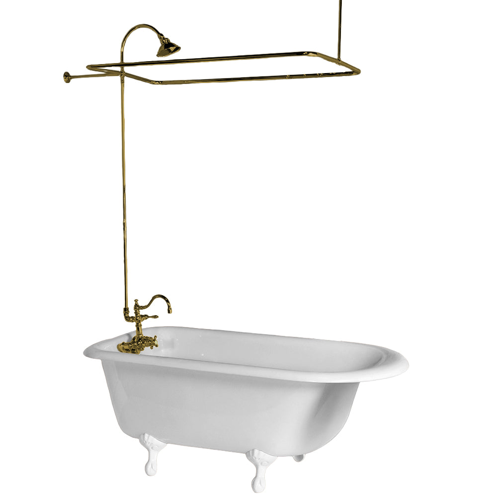 Thermostatic Tub Enclosure Shower System P1071 | Strom Living Supercoat Brass - Showers