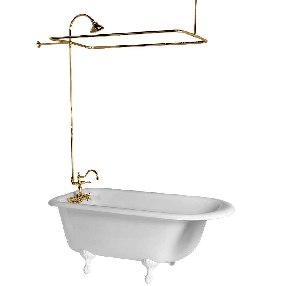 Thermostatic Tub Enclosure Shower System P1071 | Strom Living Satin Brass - Showers