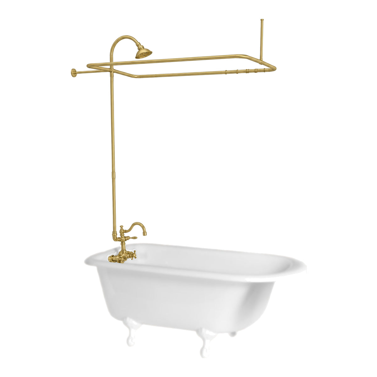 Thermostatic Tub Enclosure Shower System P1071 in Satin Brass