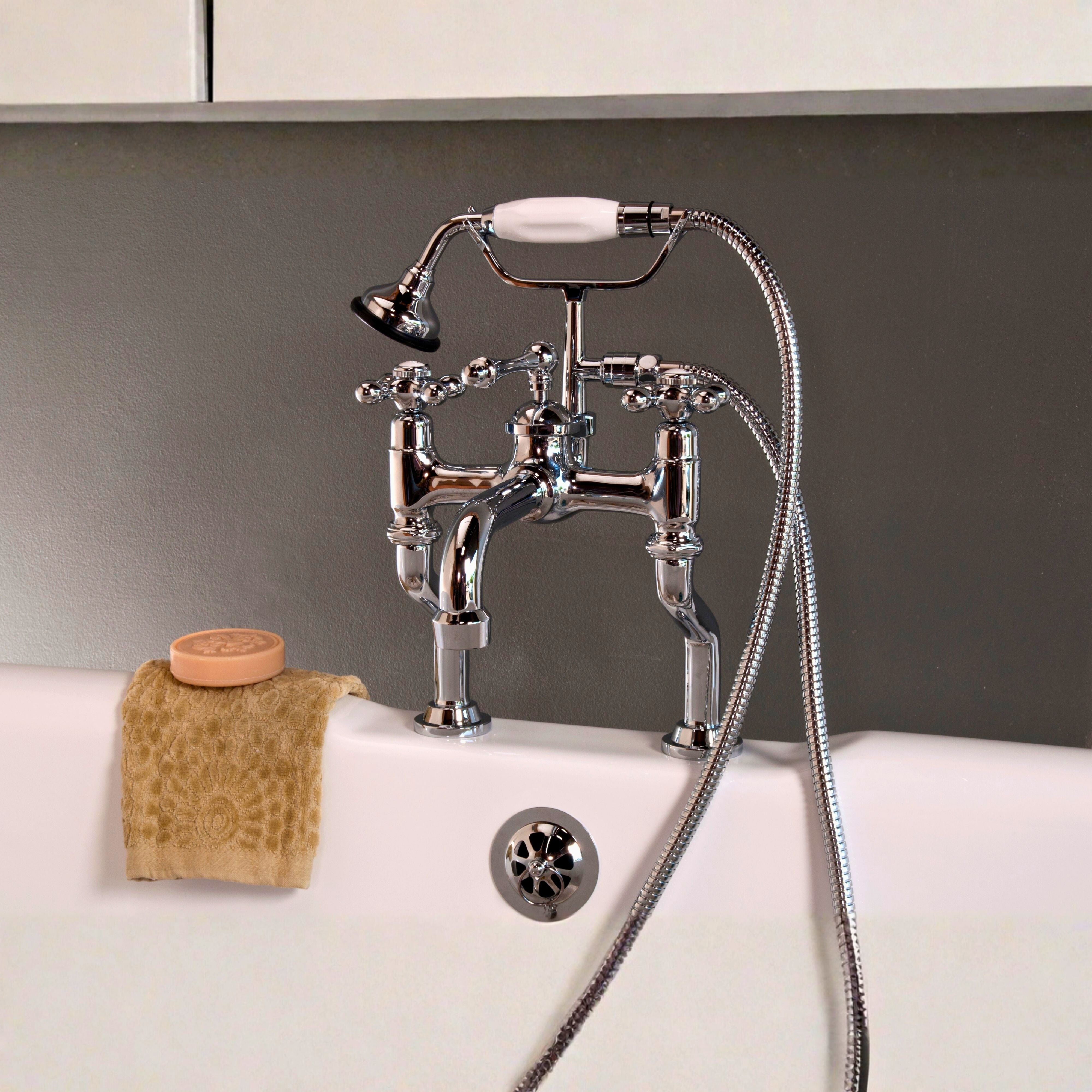 Offset British Telephone Deck Mount Tub Faucet P1073 | Strom Living - Tub Fillers