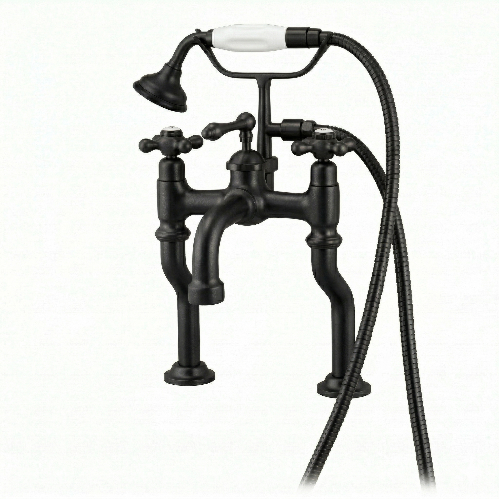 Offset British Telephone Deck Mount Tub Faucet P1073 | Strom Living Satin Black - Tub Fillers