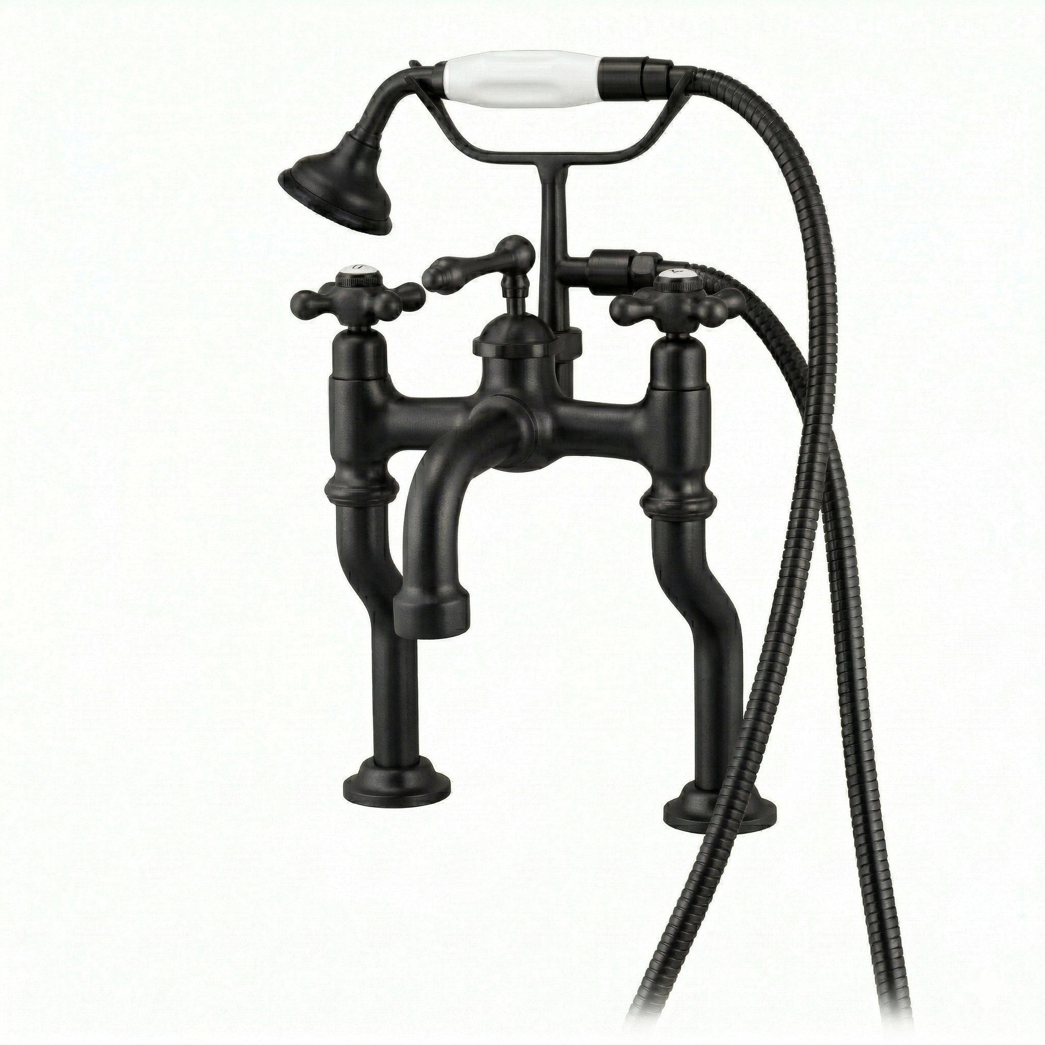 Offset British Telephone Deck Mount Tub Faucet P1073 | Strom Living Satin Black - Tub Fillers