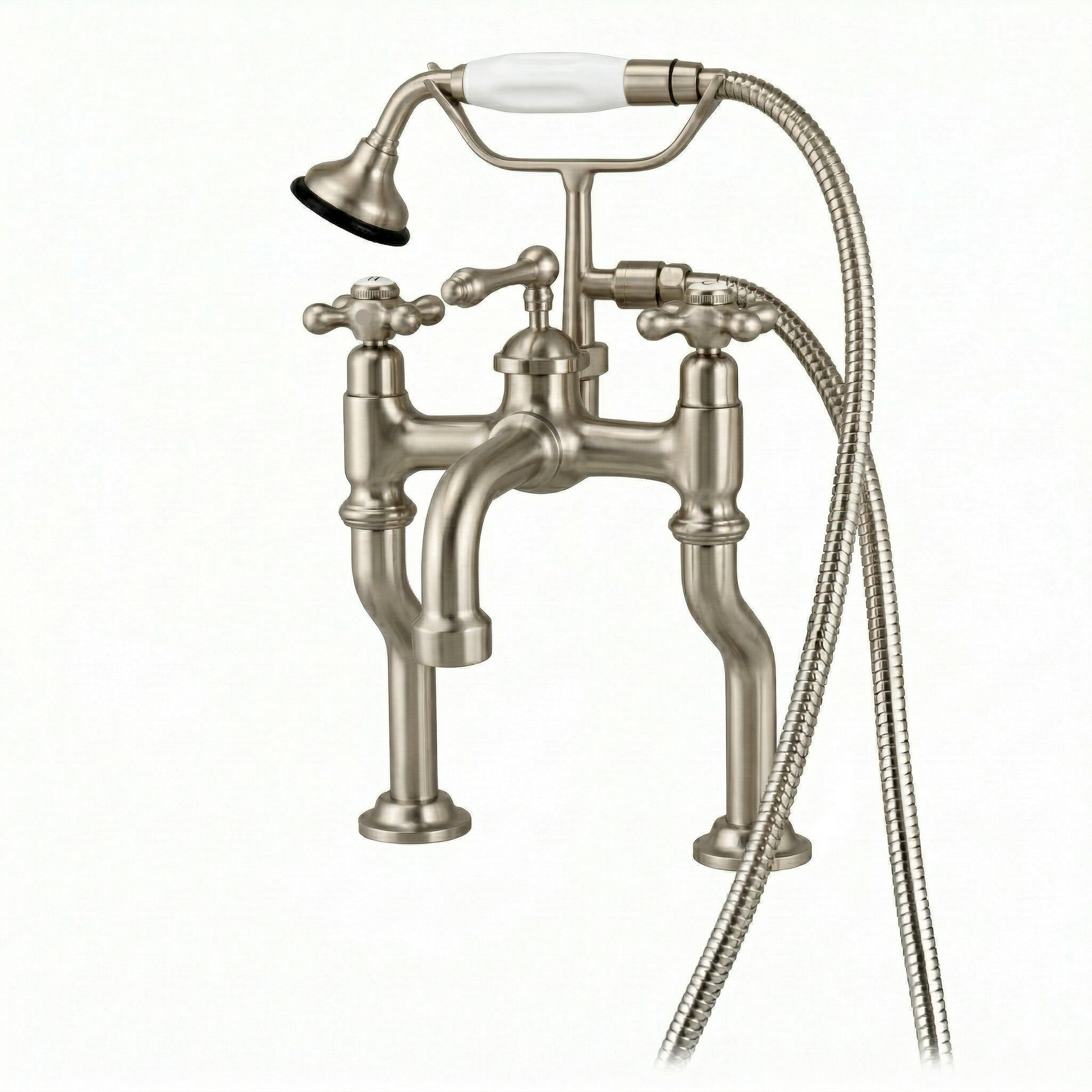 Offset British Telephone Deck Mount Tub Faucet P1073 | Strom Living Matte Nickel - Tub Fillers