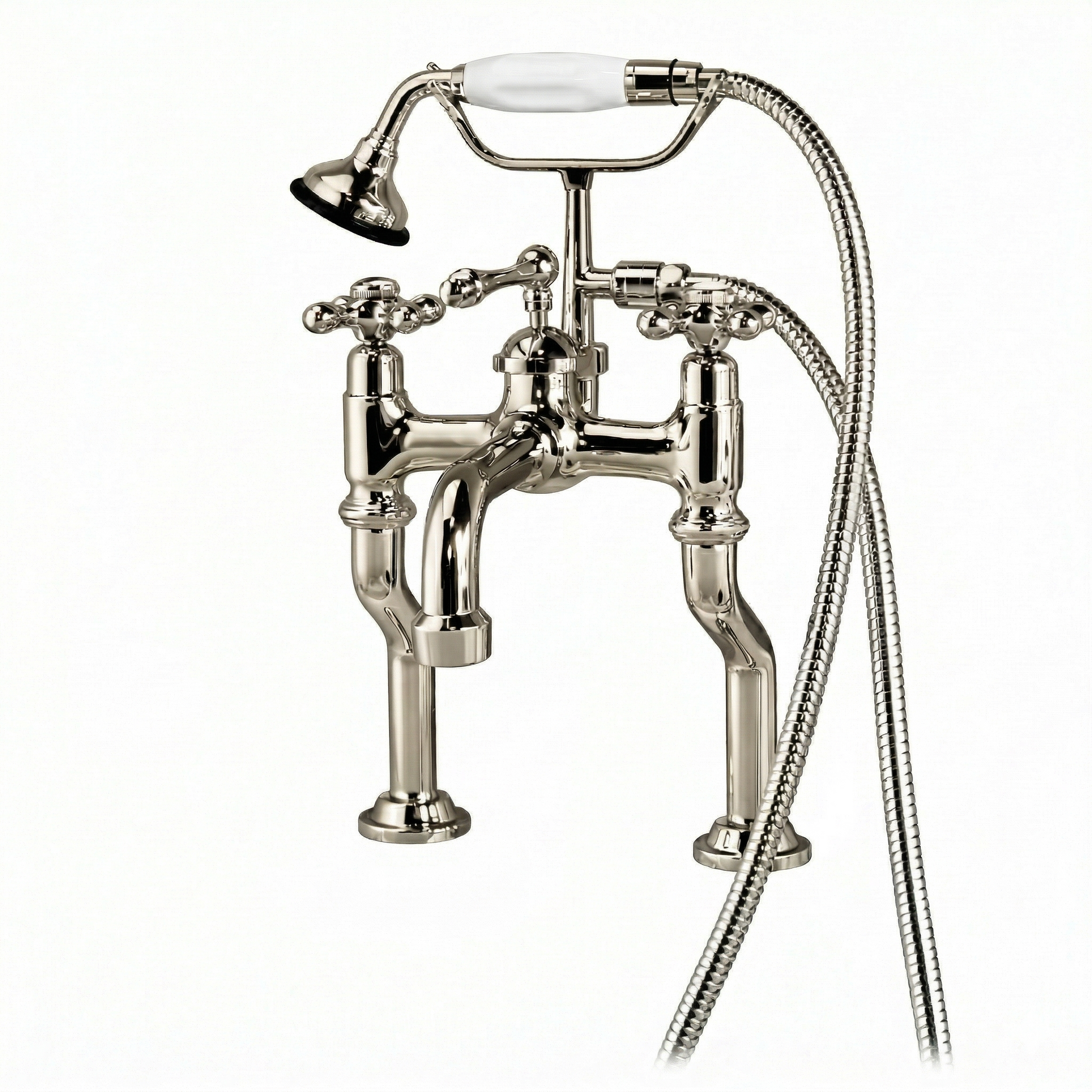 Offset British Telephone Deck Mount Tub Faucet P1073 | Strom Living Polished Nickel - Tub Fillers