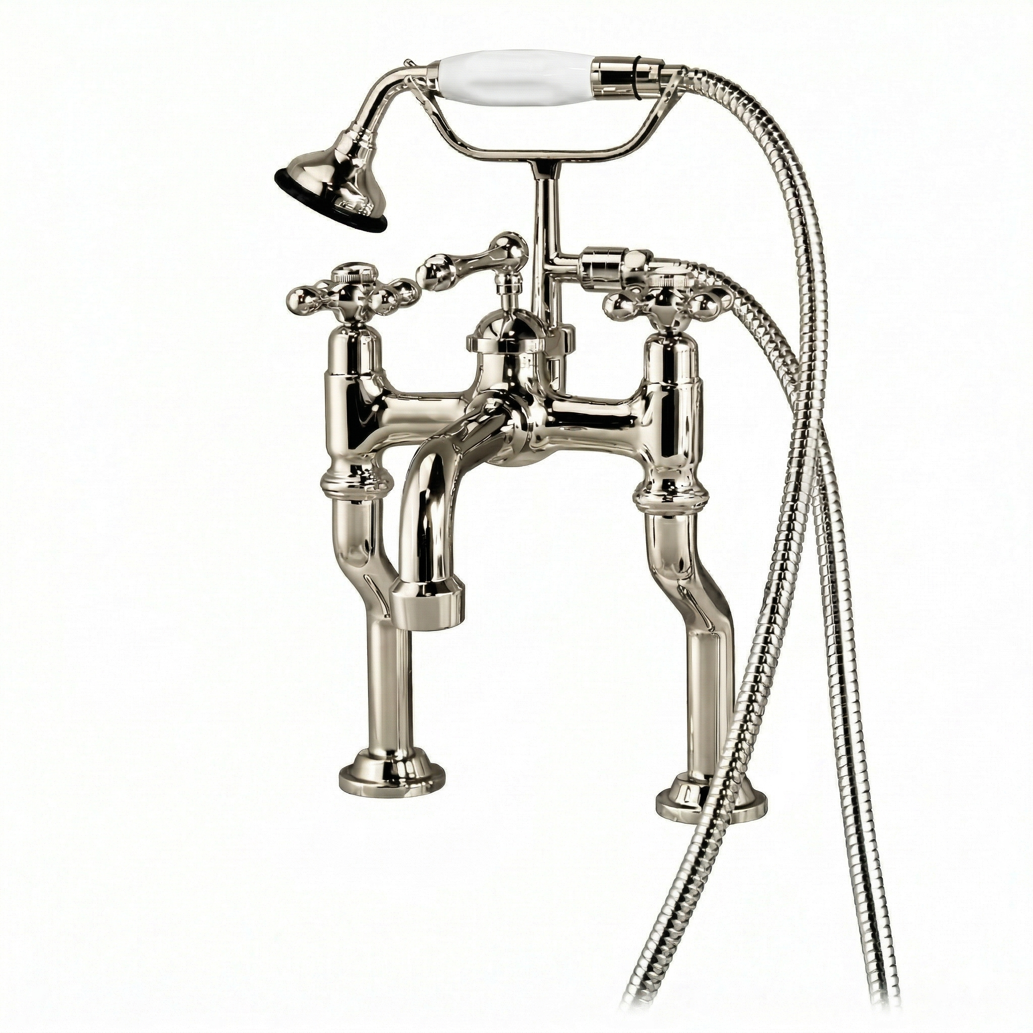 Offset British Telephone Deck Mount Tub Faucet P1073 | Strom Living Polished Nickel - Tub Fillers