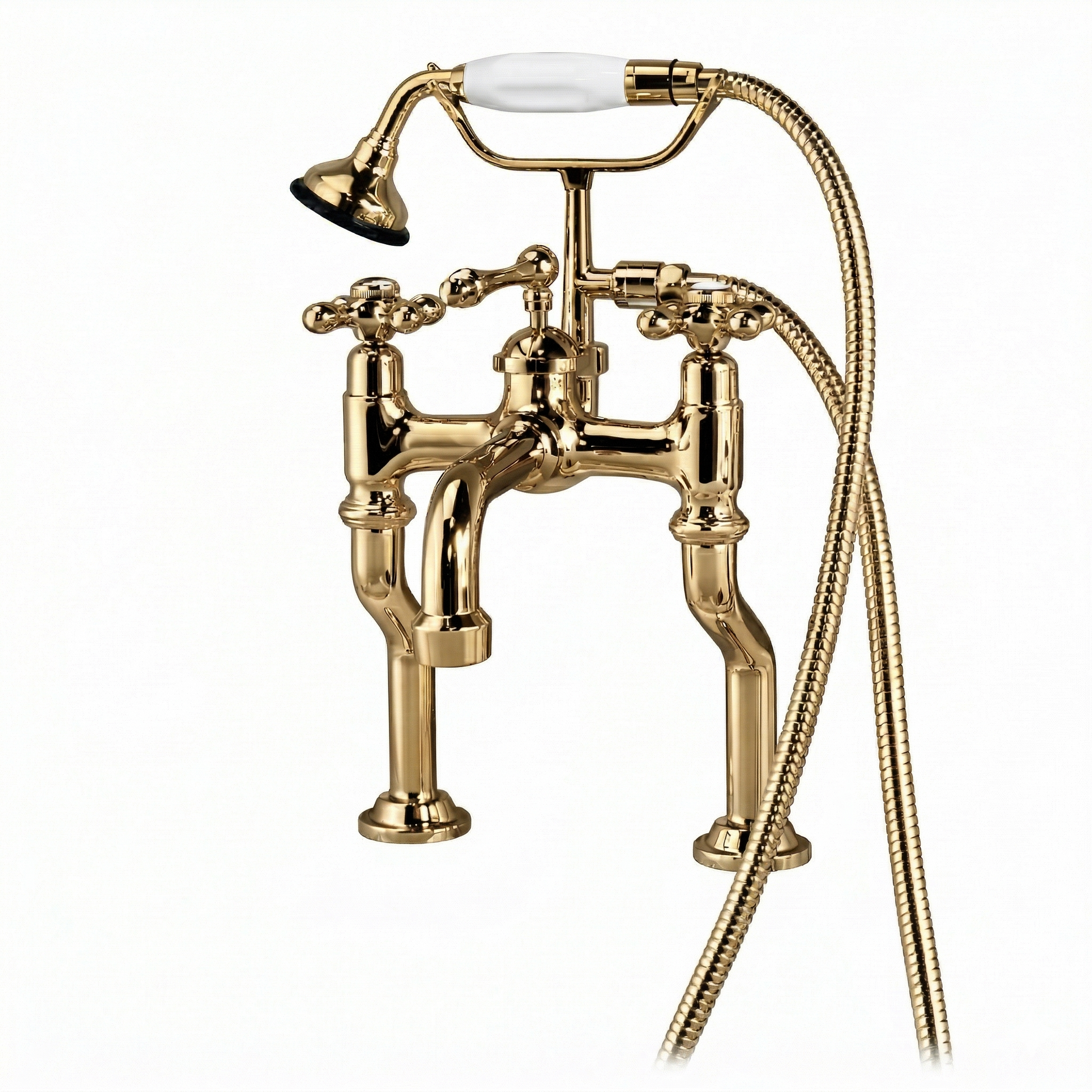 Offset British Telephone Deck Mount Tub Faucet P1073 | Strom Living Polished Brass - Tub Fillers