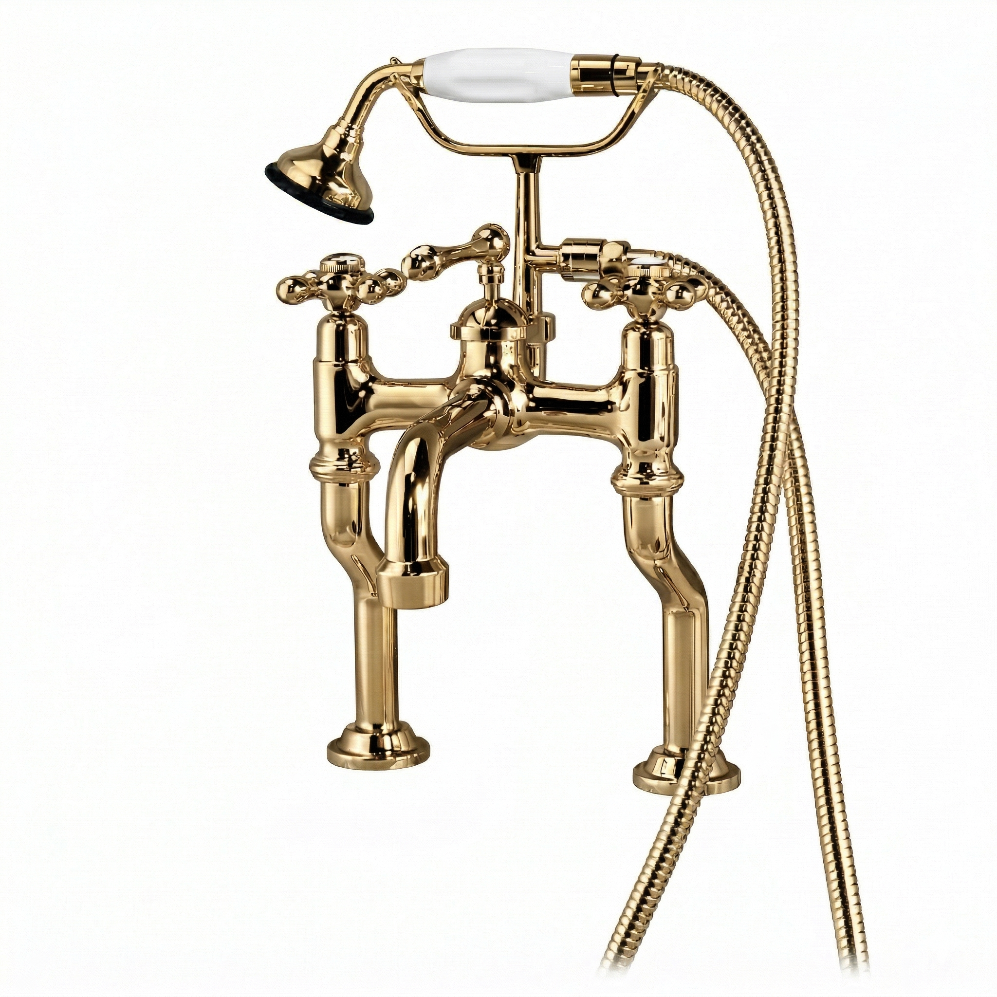 Offset British Telephone Deck Mount Tub Faucet P1073 | Strom Living Polished Brass - Tub Fillers