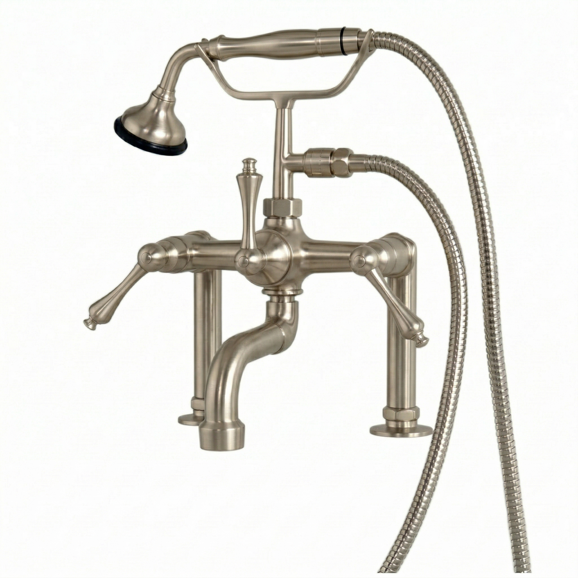 British Telephone Tub Faucet with Handheld P1074 | Strom Living Matte Nickel - Tub Fillers