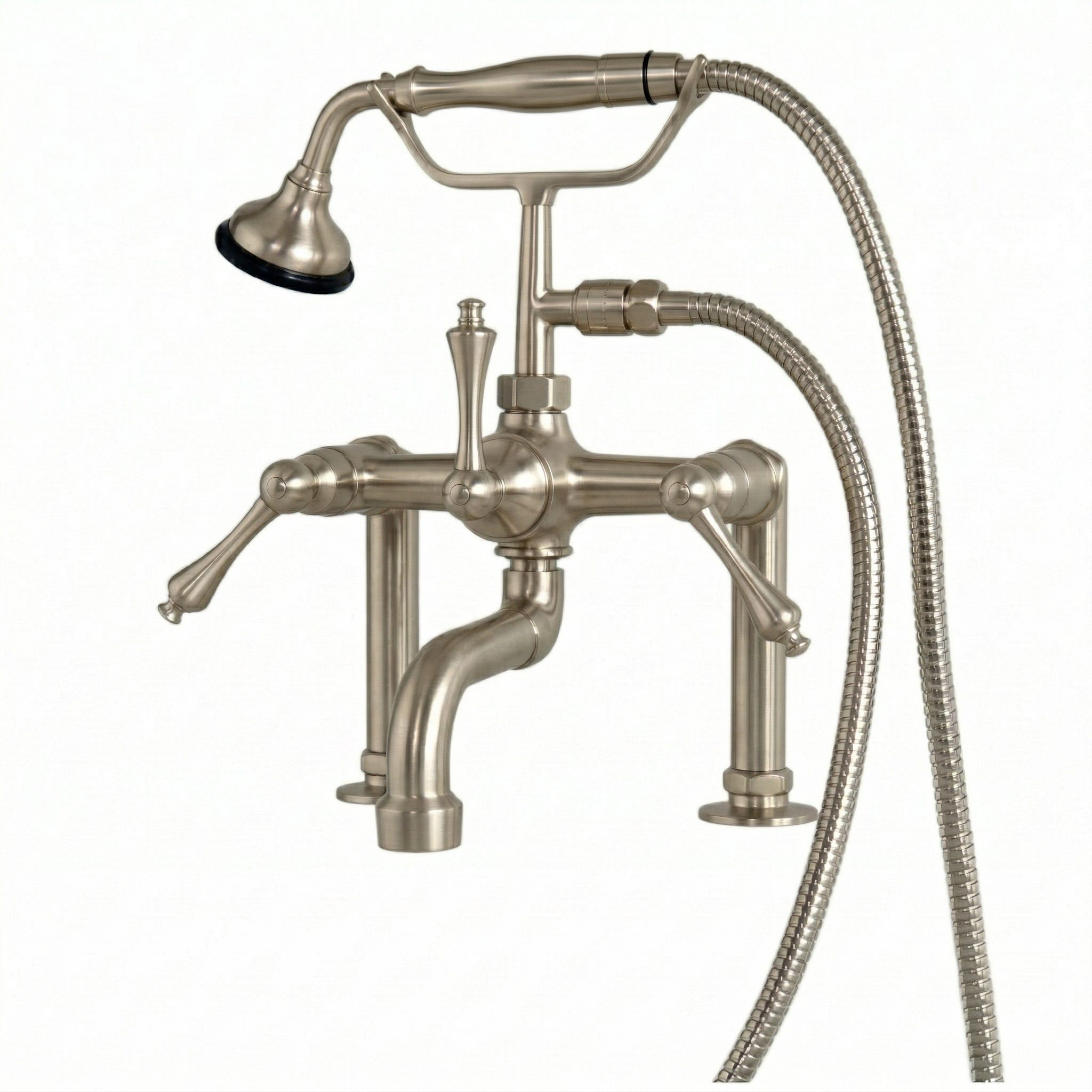 British Telephone Tub Faucet with Handheld P1074 | Strom Living Matte Nickel - Tub Fillers