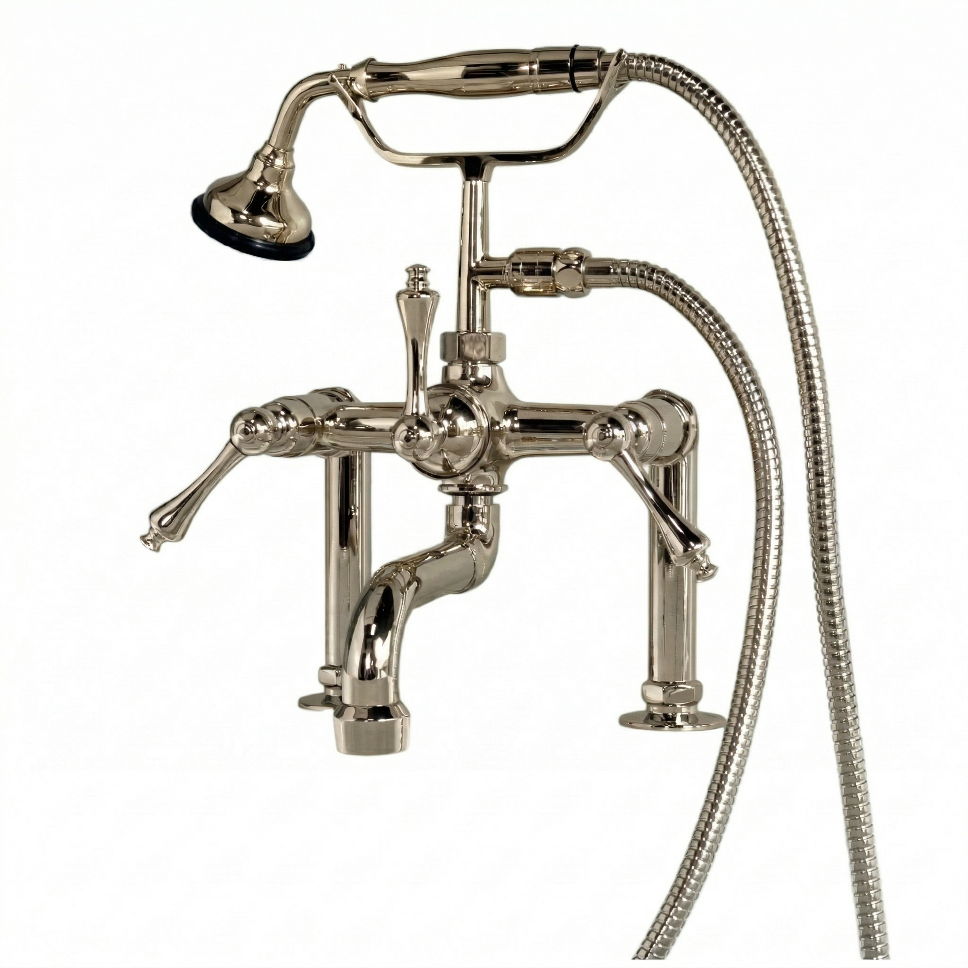 British Telephone Tub Faucet with Handheld P1074 | Strom Living Polished Nickel - Tub Fillers