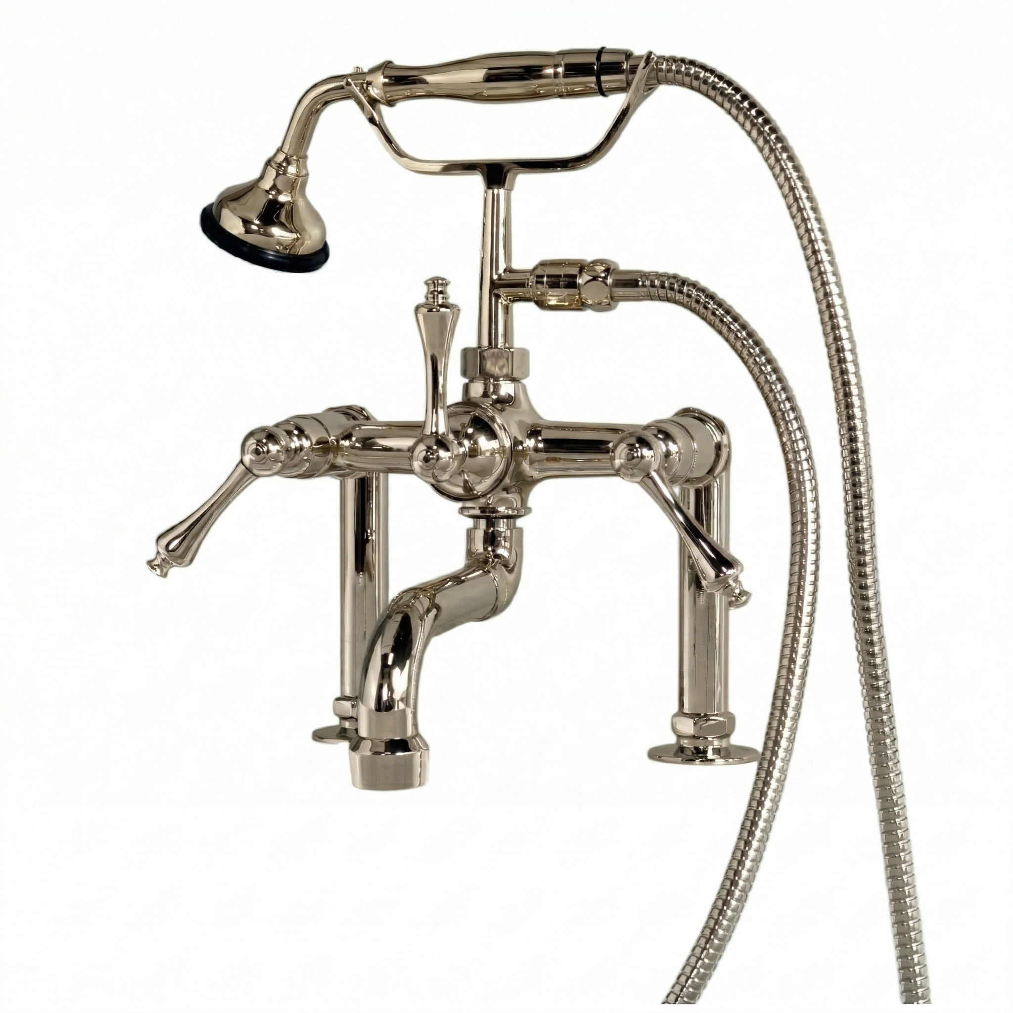 British Telephone Tub Faucet with Handheld P1074 | Strom Living Polished Nickel - Tub Fillers