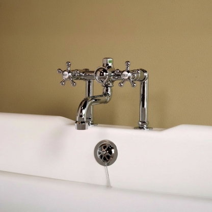 Strom Living British Telephone Tub Faucet with 5 Spoke Handles and Nipple Hook-up Kit