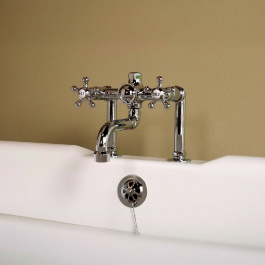 Strom Living British Telephone Tub Faucet with 5 Spoke Handles and Nipple Hook-up Kit