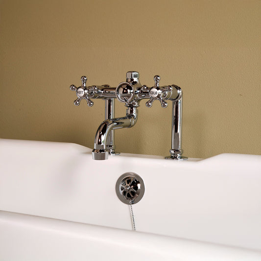 Strom Living British Telephone Tub Faucet with 5 Spoke Handles and Nipple Hook-up Kit
