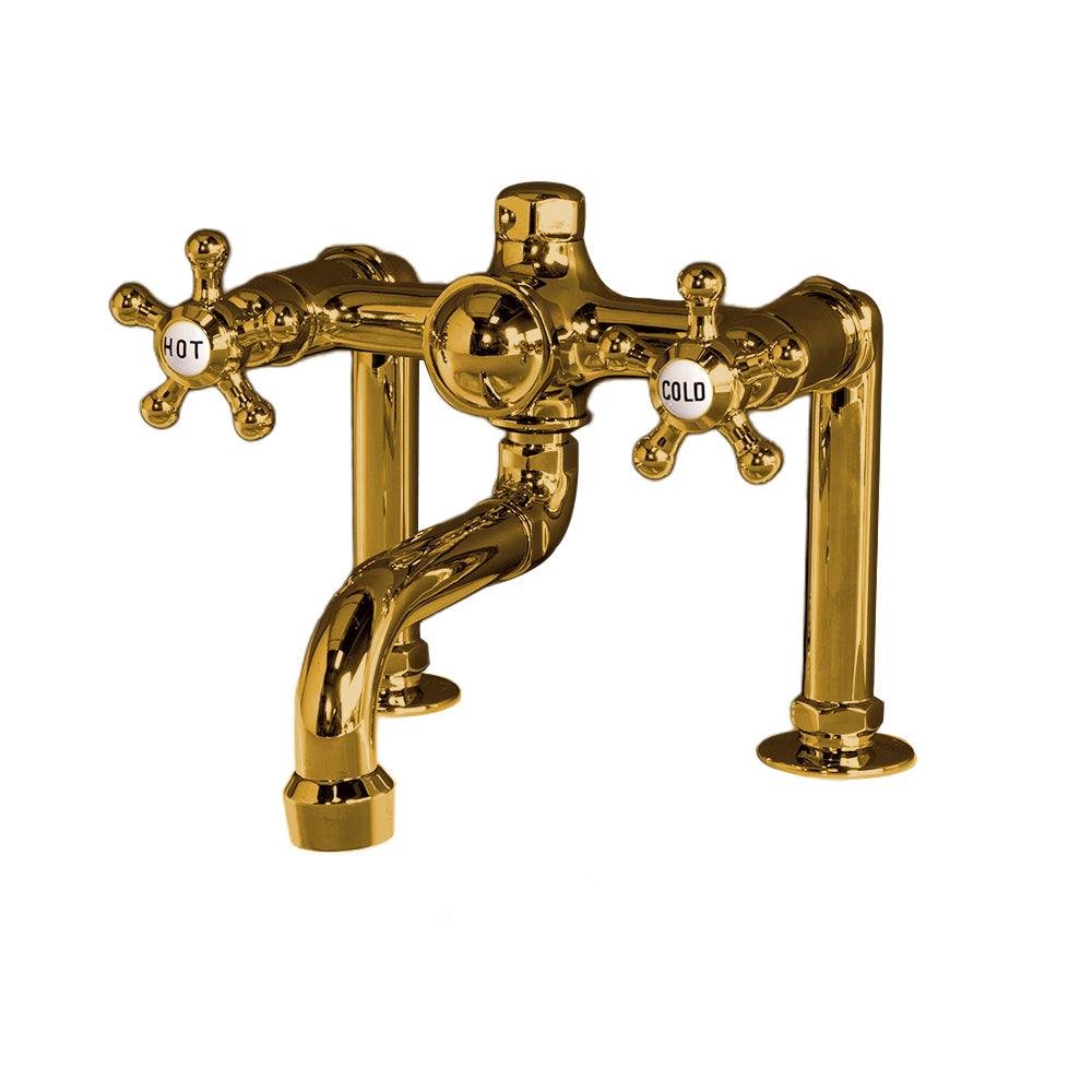 Deck Mount Tub Faucet with 5-Spoke Handles P1075 | Strom Living Polished Brass - Tub Fillers