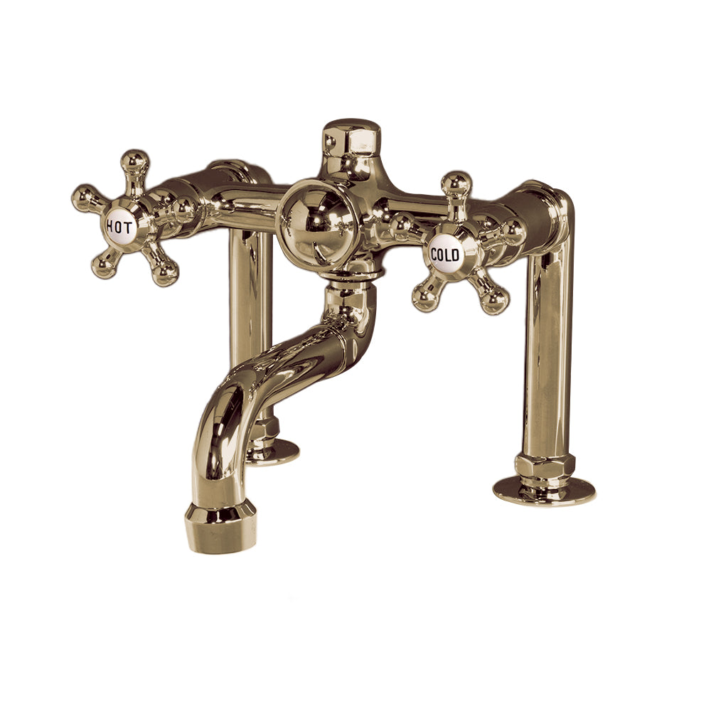 Deck Mount Tub Faucet with 5-Spoke Handles P1075 | Strom Living Raw Brass - Tub Fillers