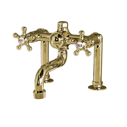 Strom Living British Telephone Tub Faucet with 5 Spoke Handles and Nipple Hook-up Kit