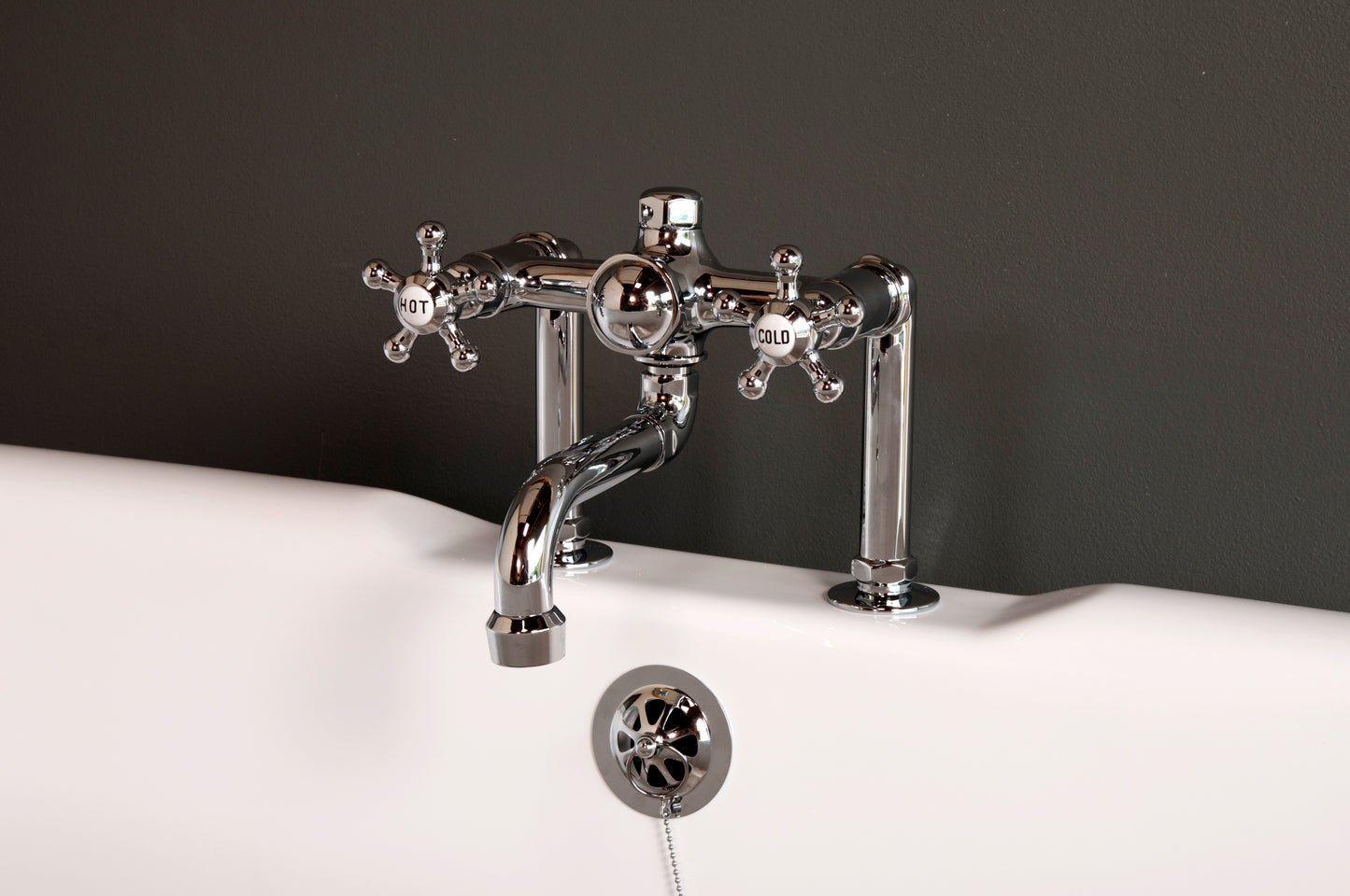 Strom Living British Telephone Tub Faucet with 5 Spoke Handles and Nipple Hook-up Kit