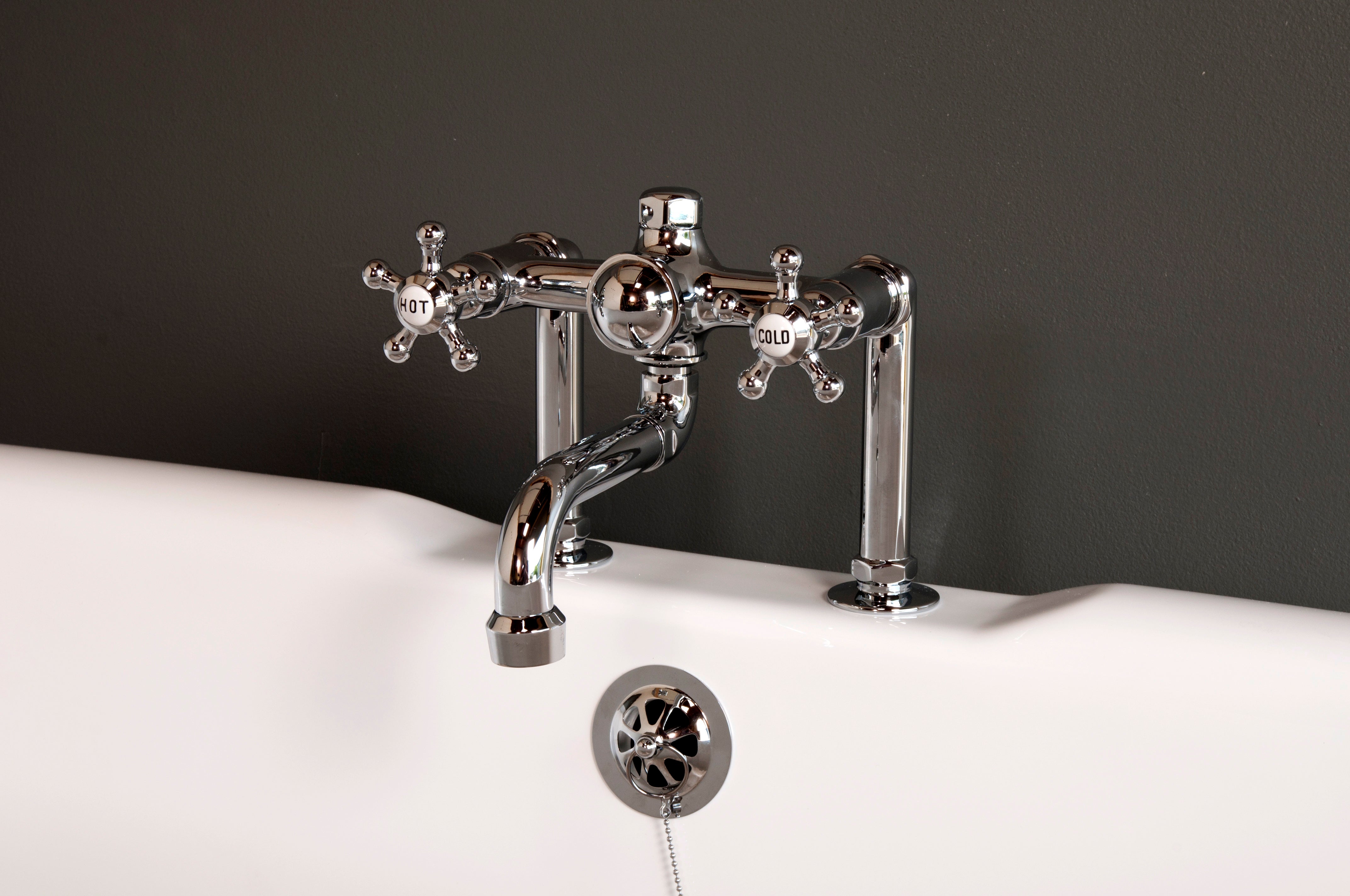 British Telephone Tub Faucet with 5 Spoke Handles and Nipple Hook-up Kit P1075 | Strom Living