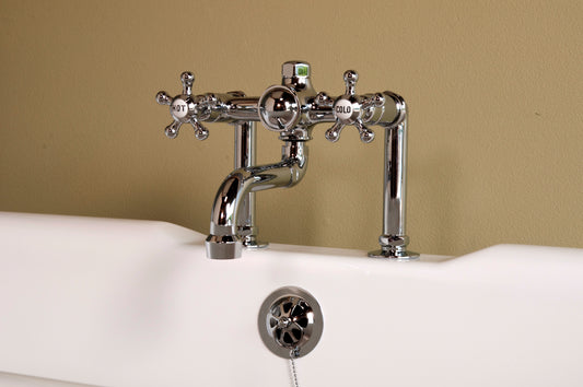 Strom Living British Telephone Tub Faucet with 5 Spoke Handles and Nipple Hook-up Kit