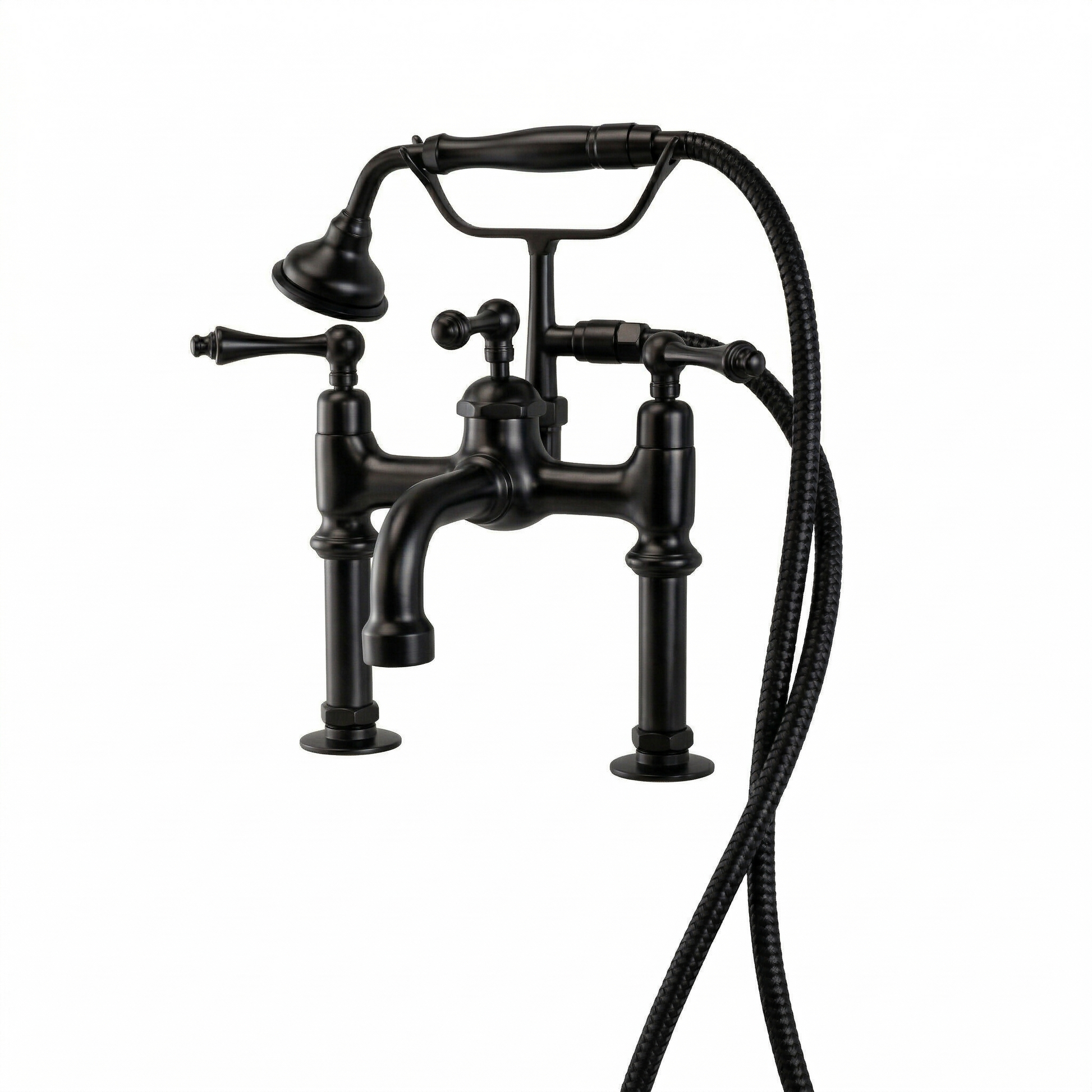 All-Metal British Telephone Deck Mount Tub Faucet P1076 | Strom Living Satin Black - Tub Fillers