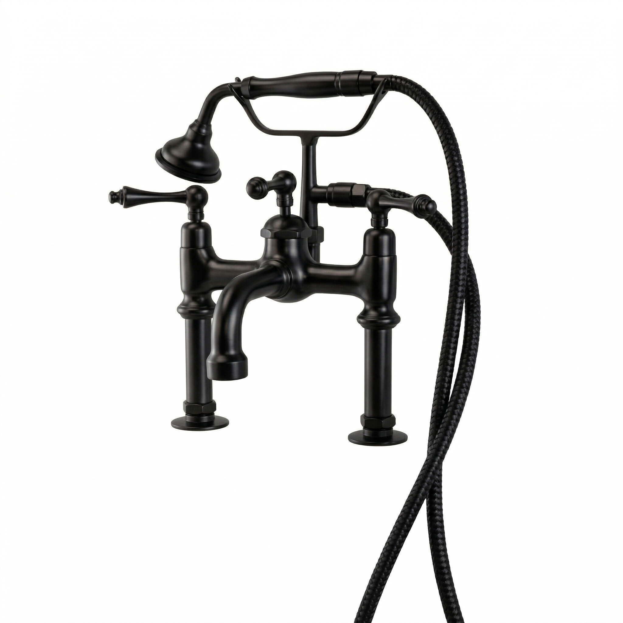 All-Metal British Telephone Deck Mount Tub Faucet P1076 | Strom Living Satin Black - Tub Fillers