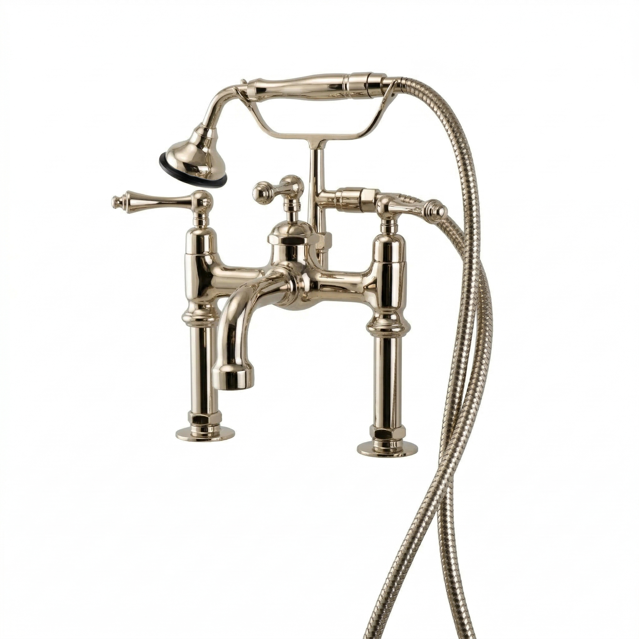 All-Metal British Telephone Deck Mount Tub Faucet P1076 | Strom Living Polished Nickel - Tub Fillers