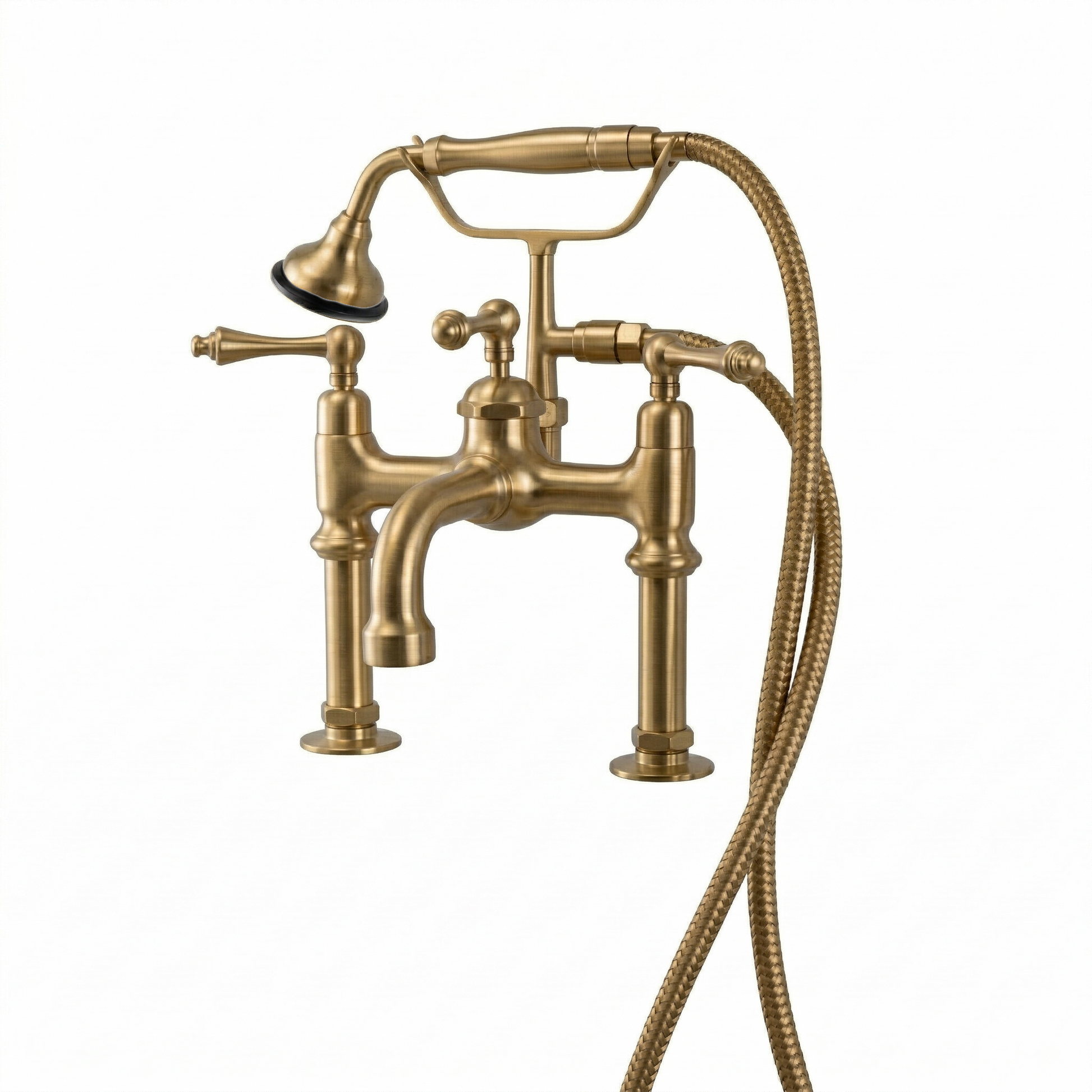 All-Metal British Telephone Deck Mount Tub Faucet P1076 | Strom Living Satin Brass - Tub Fillers