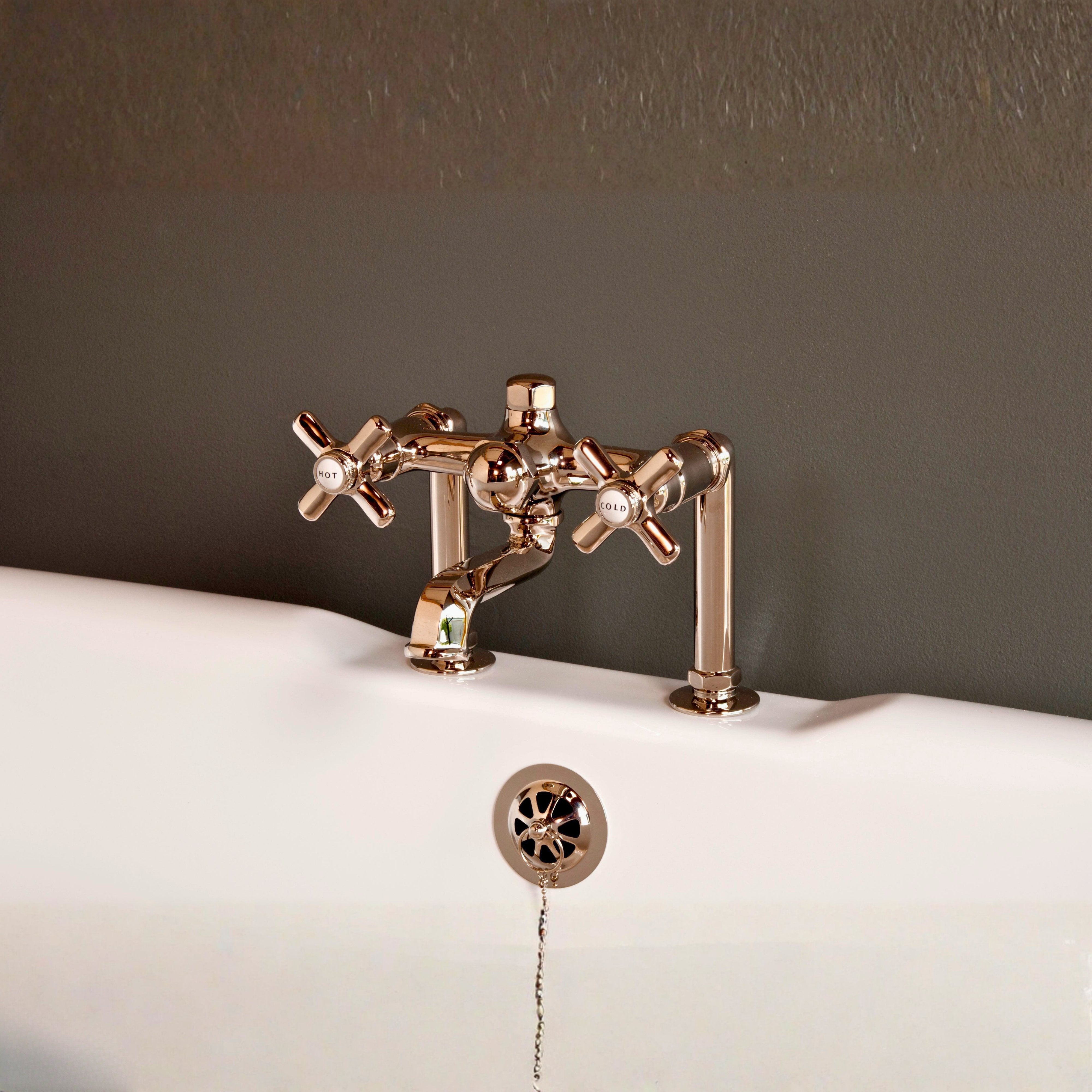 Deck Mount Tub Faucet w/ Cross Handles P1077 | Strom Living - Tub Fillers