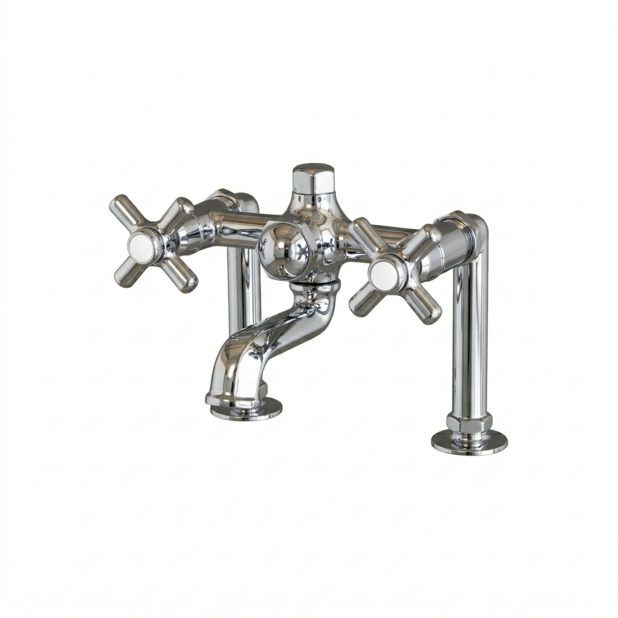 Deck Mount Tub Faucet w/ Cross Handles P1077 | Strom Living Chrome - Tub Fillers