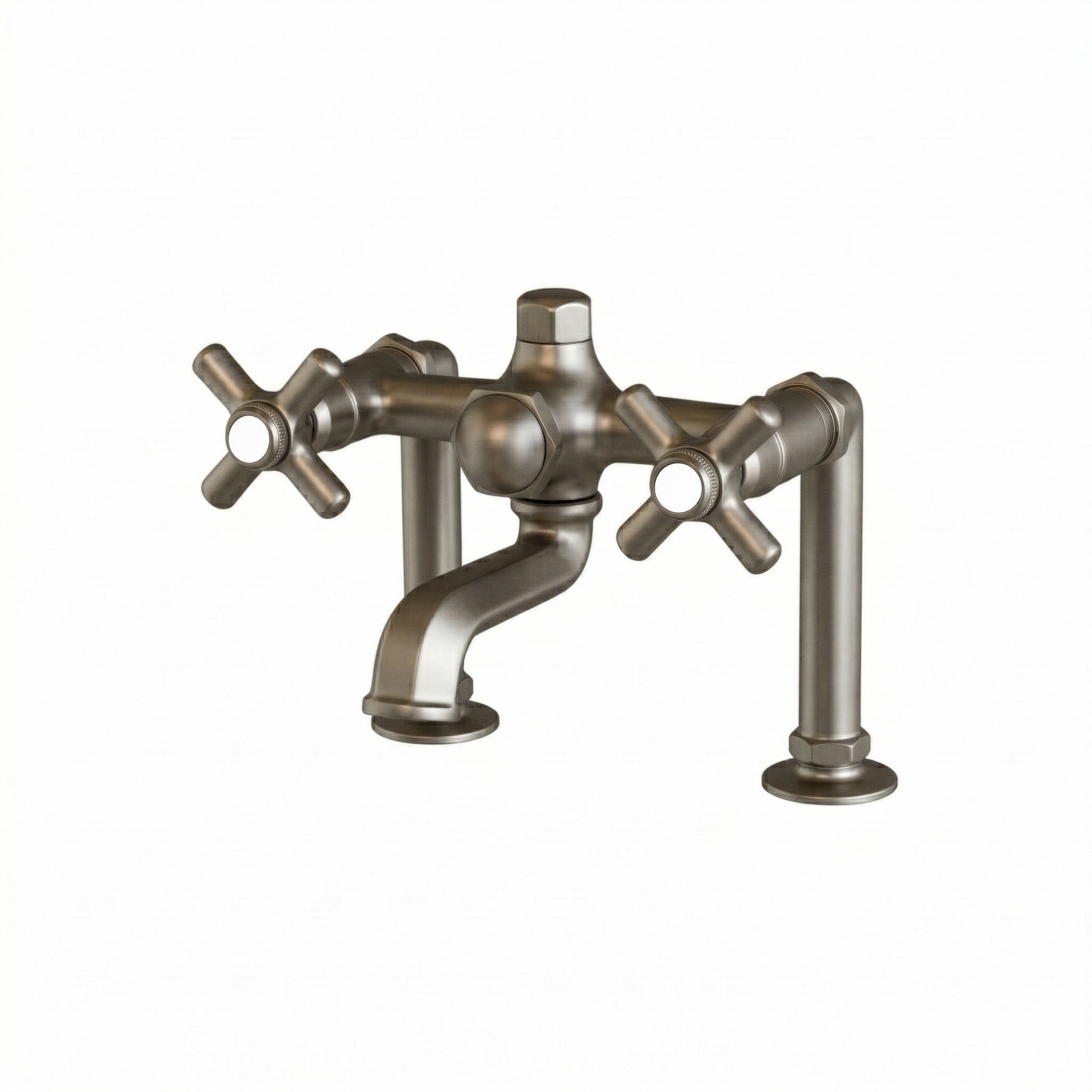 Deck Mount Tub Faucet w/ Cross Handles P1077 | Strom Living Matte Nickel - Tub Fillers