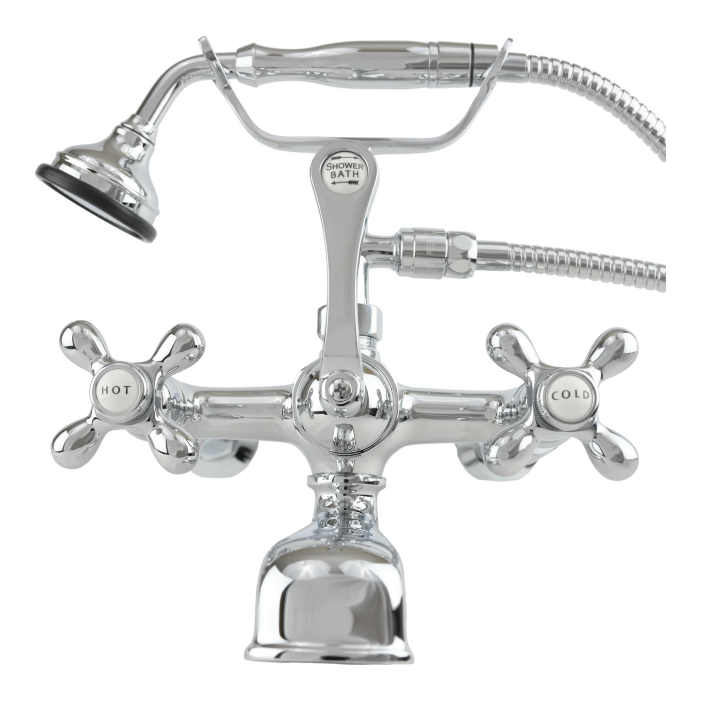 Strom Living Wall Mounted Tub Filler Faucet with Cross Handles