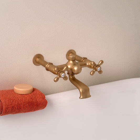 Strom Living Wall Mounted Tub Filler Faucet with Cross Handles
