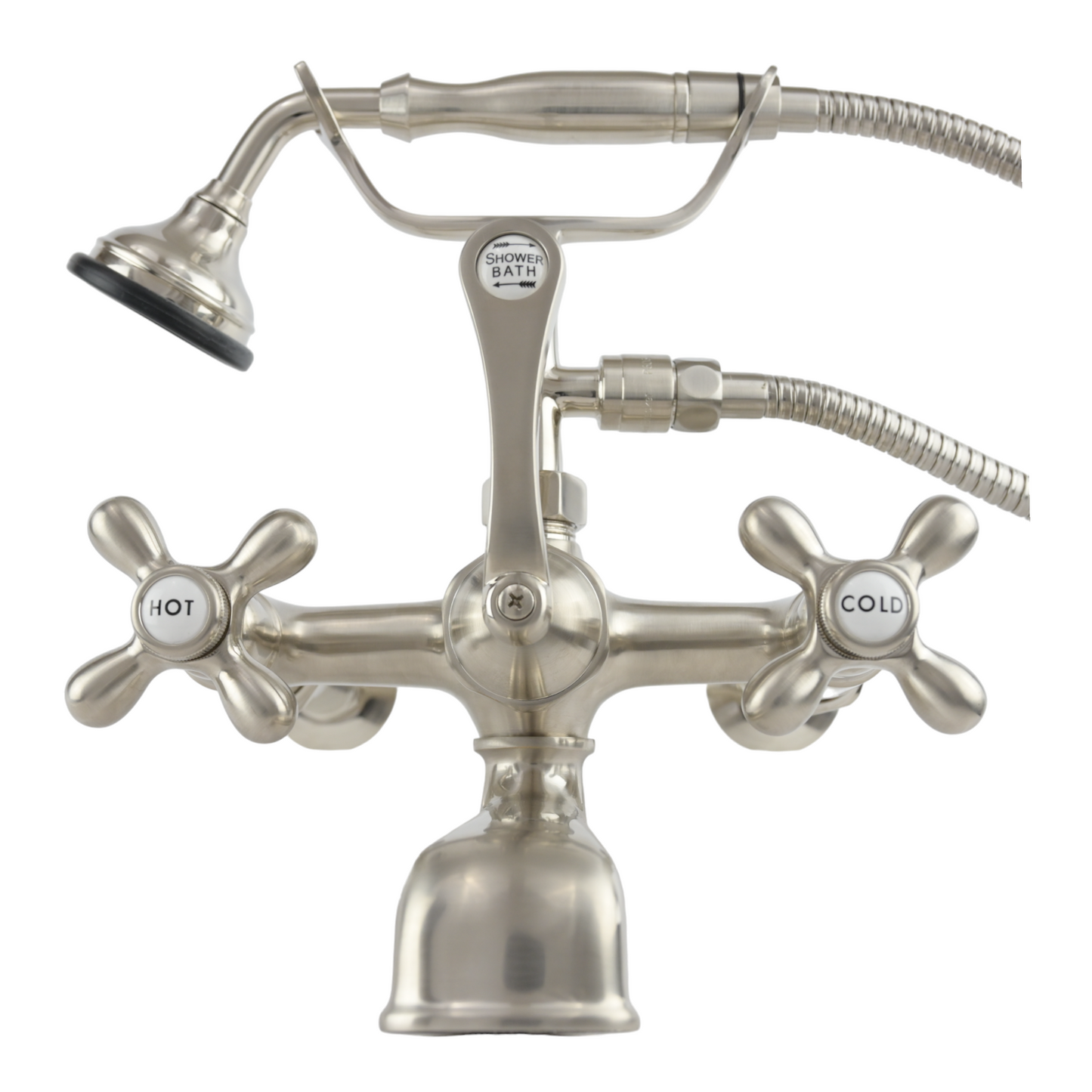 Strom Living Wall Mounted Tub Filler Faucet with Cross Handles