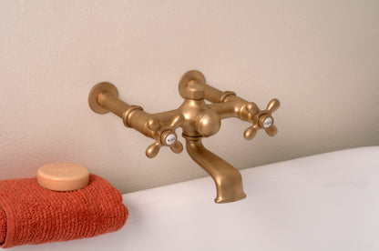 Strom Living Wall Mounted Tub Filler Faucet with Cross Handles