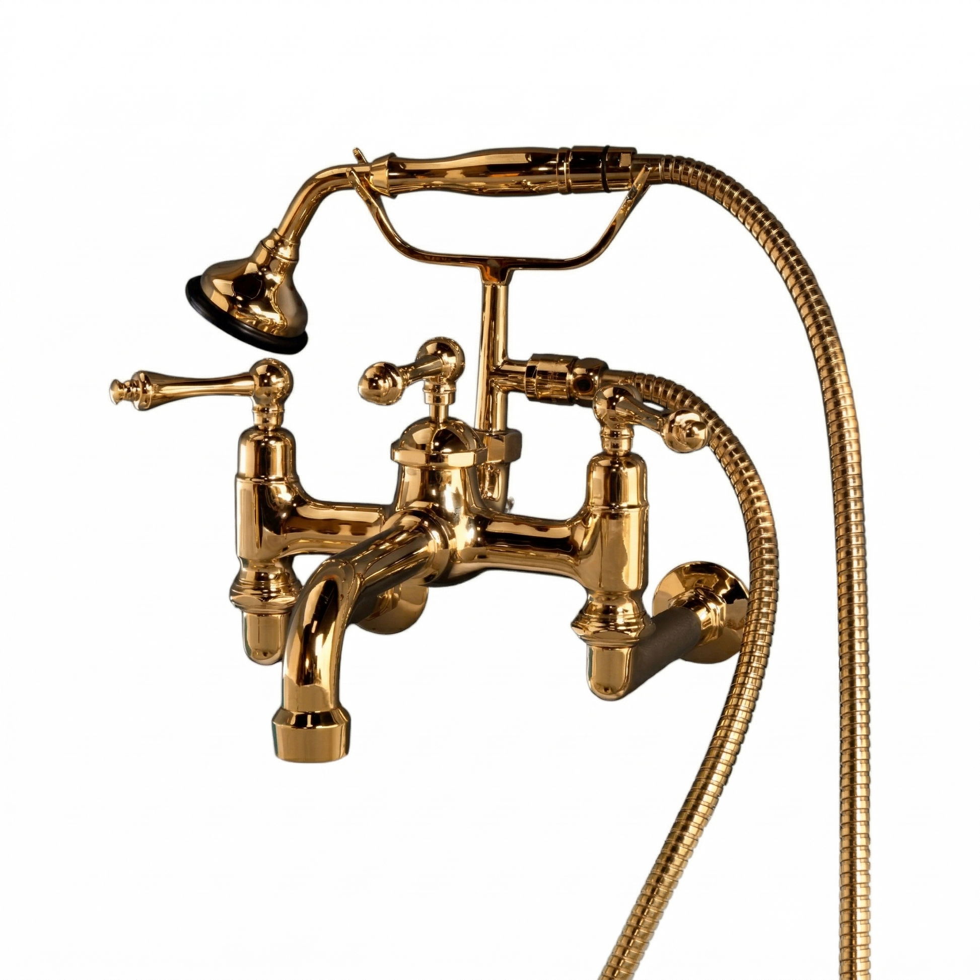Traditional Wall Mount Telephone Faucet w/ Handheld P1080|Strom Living Polished Brass - Tub Fillers