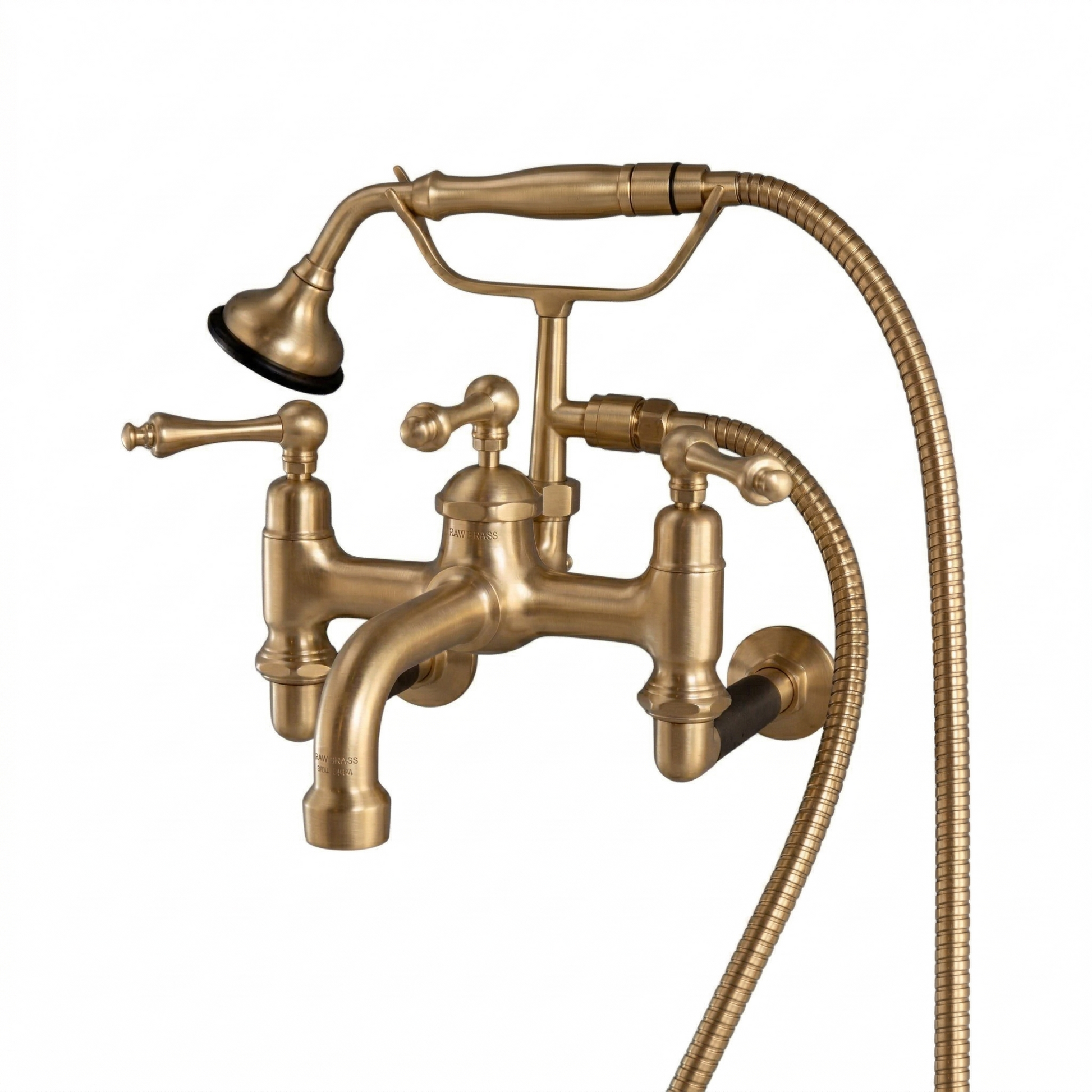 Traditional Wall Mount Telephone Faucet w/ Handheld P1080|Strom Living Raw Brass - Tub Fillers