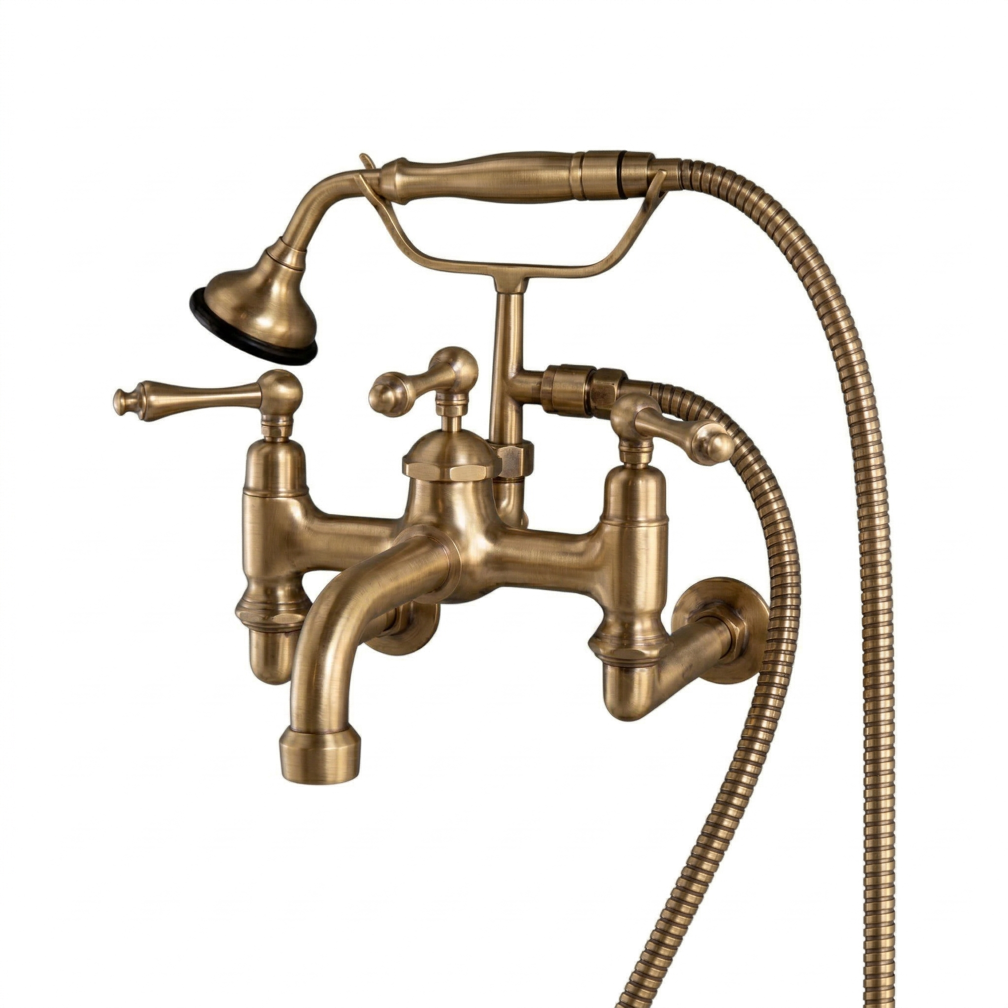 Traditional Wall Mount Telephone Faucet w/ Handheld P1080|Strom Living Satin Brass - Tub Fillers