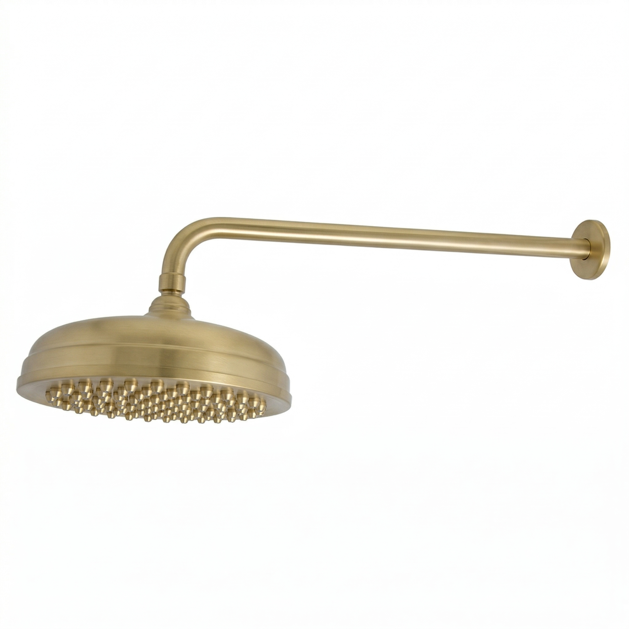 Strom Living 8" Shower Head with 16" Straight Arm & Escutcheon Raw Brass - Shower Components